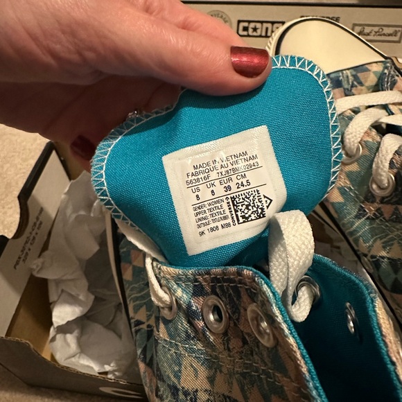 Converse All Star Blue and White Patterned Sneakers - Picture 4 of 5